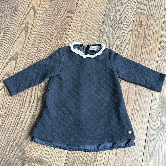 Tartine et chocolat long sleeve navy white collar dress 1A 12 months baby